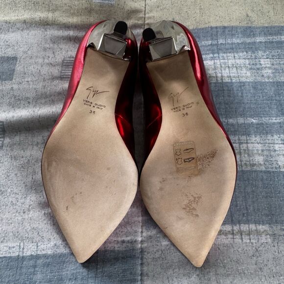 Giuseppe Zanotti Red Patent Pointed Toe Pumps Women's Heels Sz 36 - Picture 3 of 16